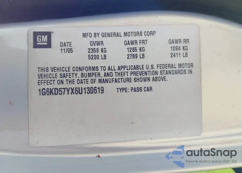 2006 Cadillac Dts Standard из США, поврежденный, VIN 1G6KD57YX6U130619